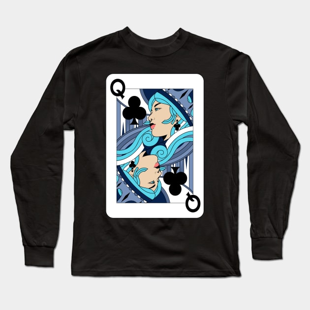 Queen of Clubs Long Sleeve T-Shirt by Studio-Sy